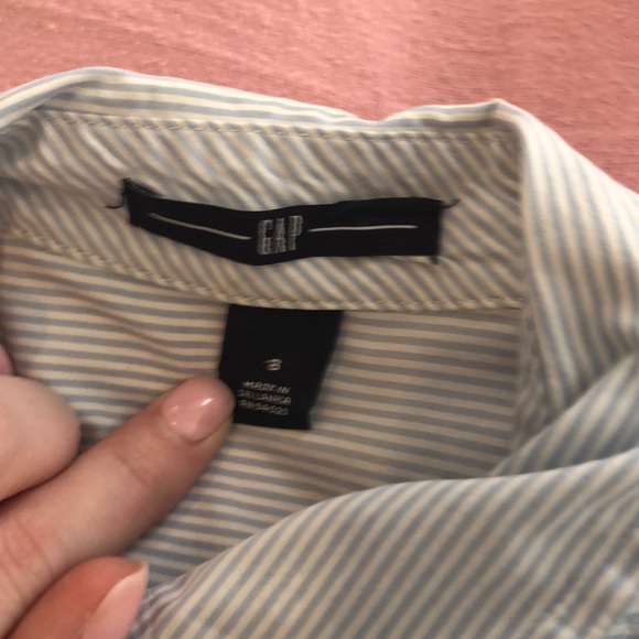 Blue Striped Ruffle Button Down - Picture 3 of 4
